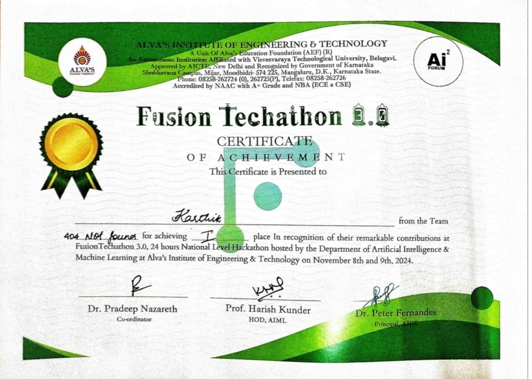 1st Place β Fusion Techathon 3.0